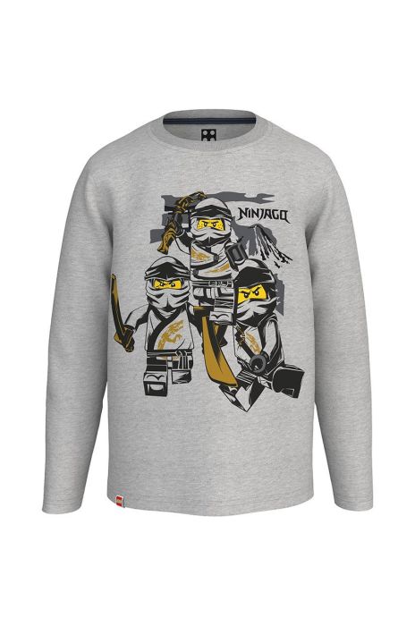 Дитячий бавовняний лонгслів Lego Wear колір сірий з принтом (2567320)