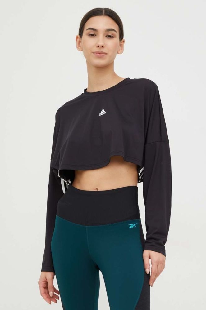 Лонгслів для тренувань adidas Hyperglam колір чорний фото 4