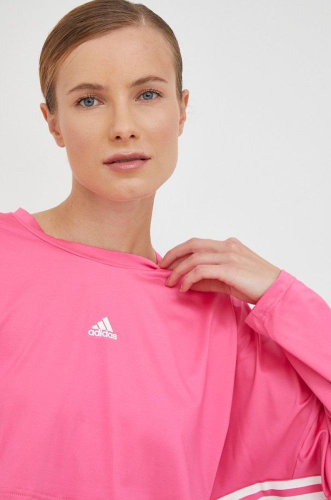 Лонгслів для тренувань adidas Hyperglam колір рожевий фото 4