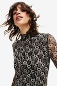 Лонгслів Desigual жіночий колір чорний півгольф (2588023)