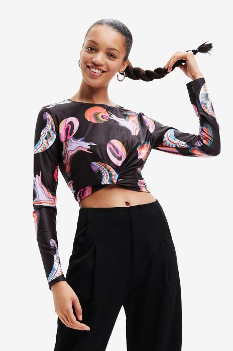 Лонгслів Desigual жіночий колір чорний (2590466)