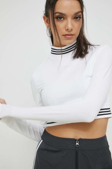 Лонгслів adidas Originals жіночий колір білий півгольф