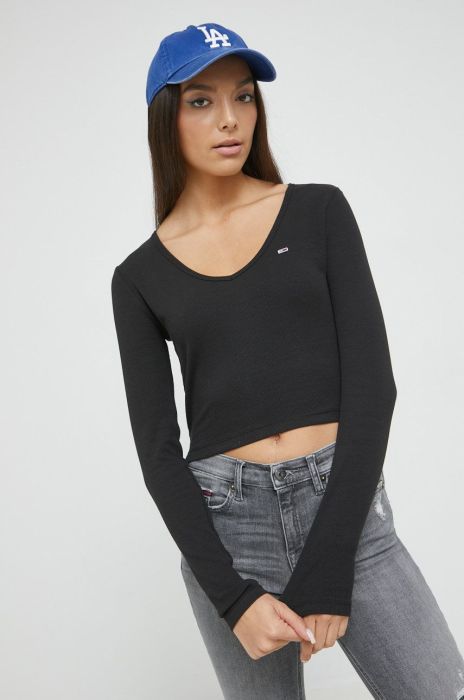 Лонгслів Tommy Jeans жіночий колір чорний (2592635)