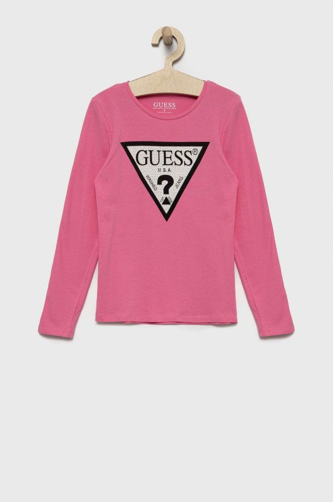 Дитячий лонгслів Guess колір рожевий (2603959)