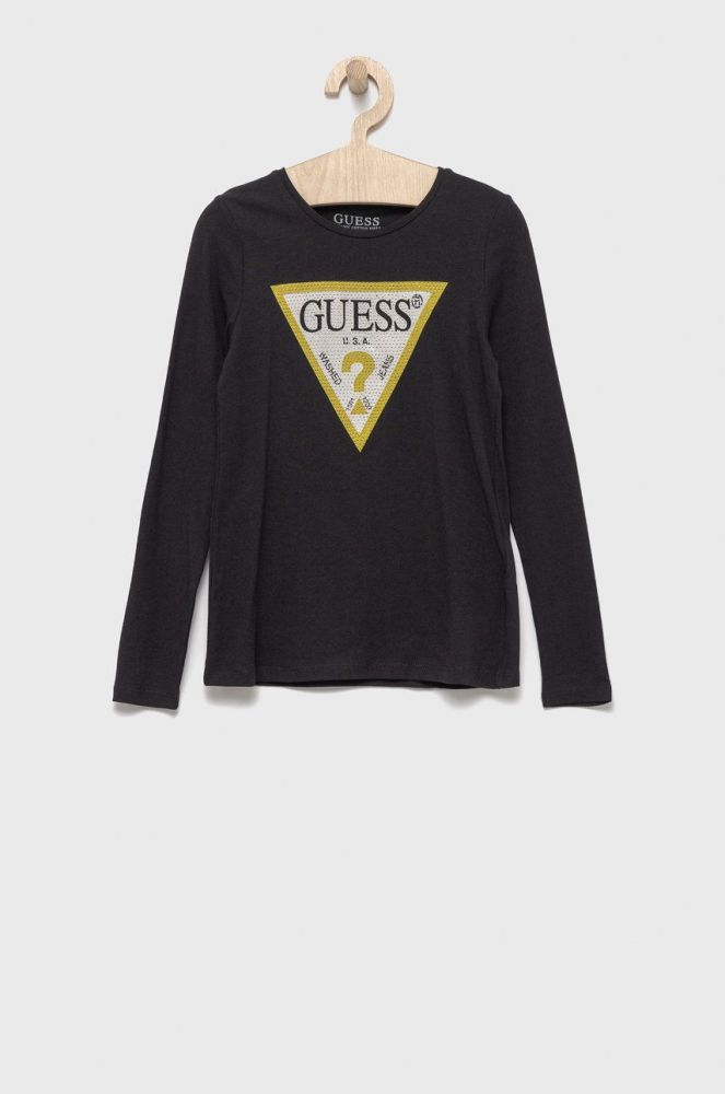 Дитячий лонгслів Guess колір чорний (2603931)