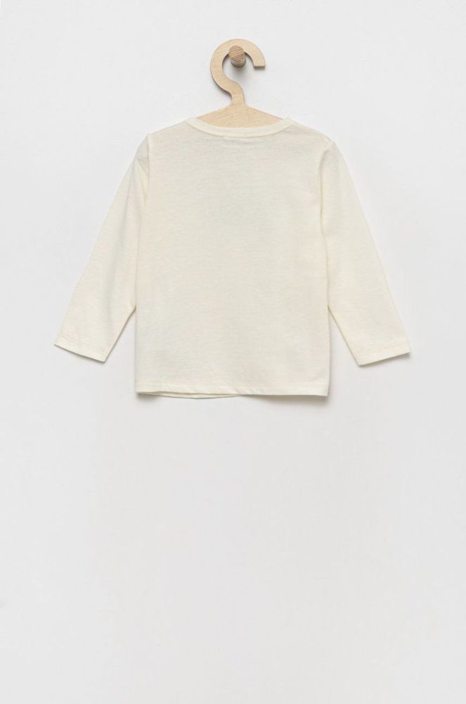 Дитячий бавовняний лонгслів United Colors of Benetton колір бежевий (2549388) фото 2
