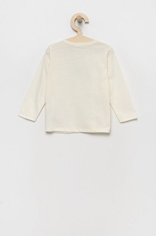 Дитячий бавовняний лонгслів United Colors of Benetton колір бежевий (2549388) фото 2