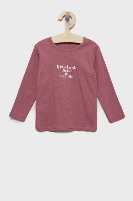 Дитячий бавовняний лонгслів United Colors of Benetton колір фіолетовий (2522522) Дитячий бавовняний лонгслів United Colors of Benetton колір фіолетовий (2522522)