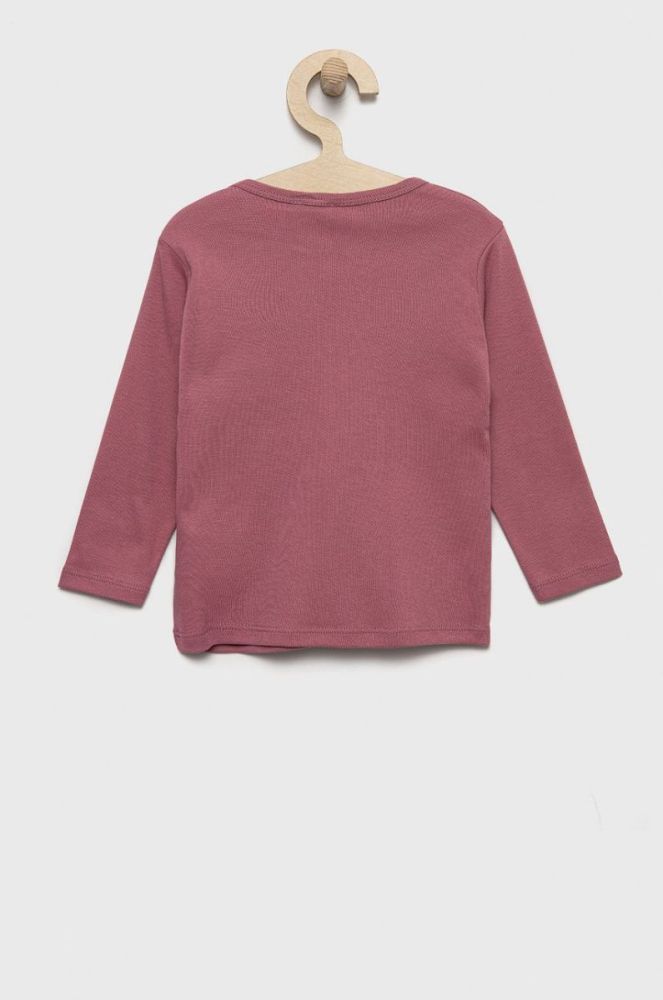 Дитячий бавовняний лонгслів United Colors of Benetton колір фіолетовий (2522522) фото 2