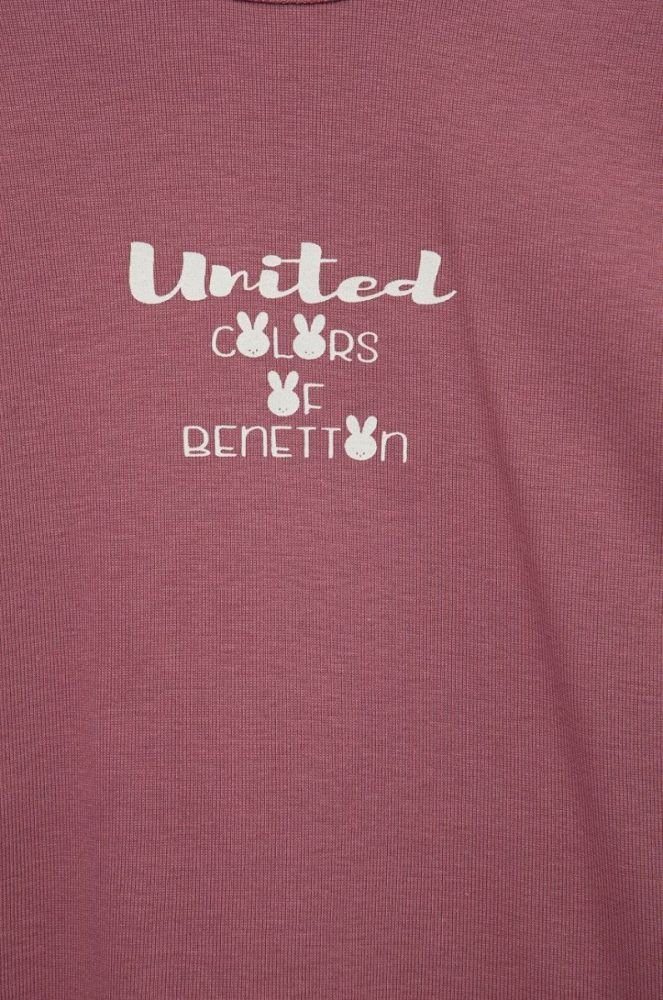 Дитячий бавовняний лонгслів United Colors of Benetton колір фіолетовий (2522522) фото 3