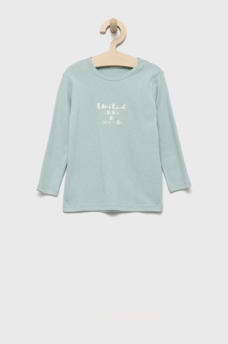 Дитячий бавовняний лонгслів United Colors of Benetton колір блакитний (2522510) Дитячий бавовняний лонгслів United Colors of Benetton колір блакитний (2522510)