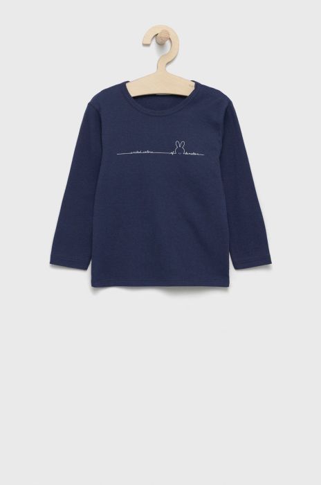 Дитячий бавовняний лонгслів United Colors of Benetton колір синій (2522543) Дитячий бавовняний лонгслів United Colors of Benetton колір синій (2522543)