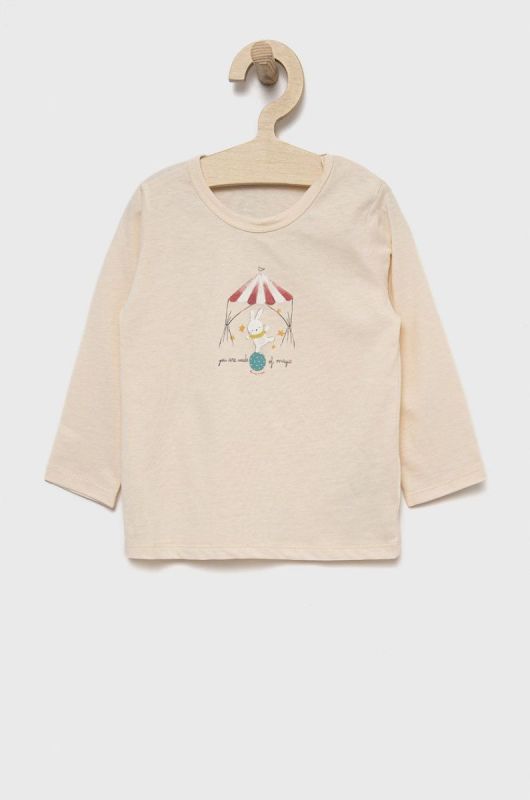 Дитячий бавовняний лонгслів United Colors of Benetton колір бежевий (2541340)
