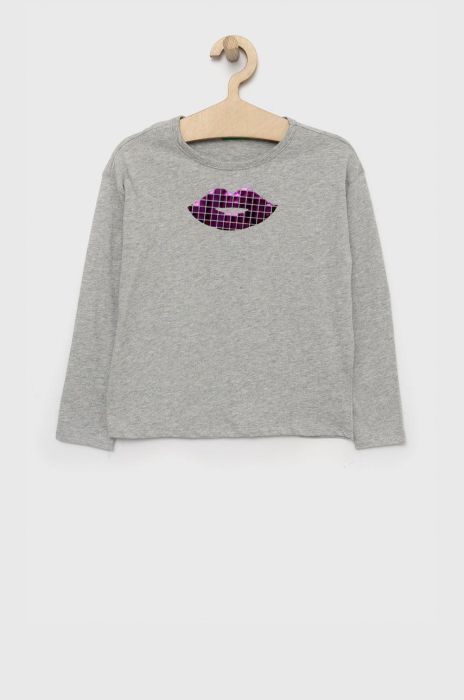 Дитячий бавовняний лонгслів United Colors of Benetton колір сірий (2713497)