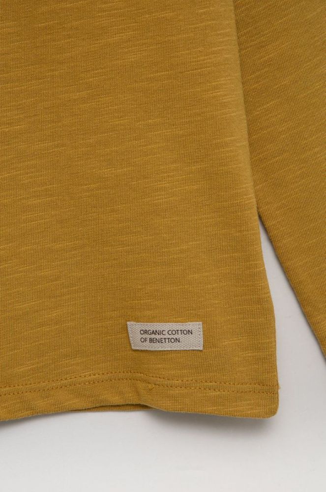 Дитячий бавовняний лонгслів United Colors of Benetton колір жовтий (2621027) фото 3