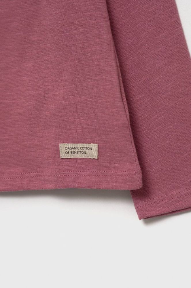Дитячий бавовняний лонгслів United Colors of Benetton колір фіолетовий (2621032) фото 3