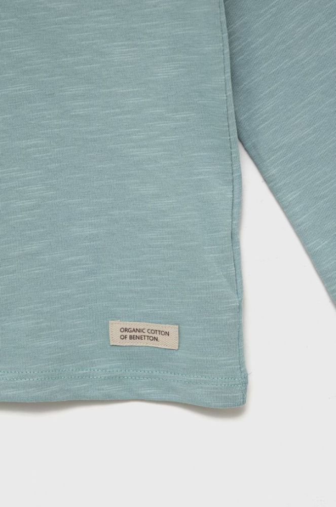 Дитячий бавовняний лонгслів United Colors of Benetton колір блакитний (2621051) фото 3