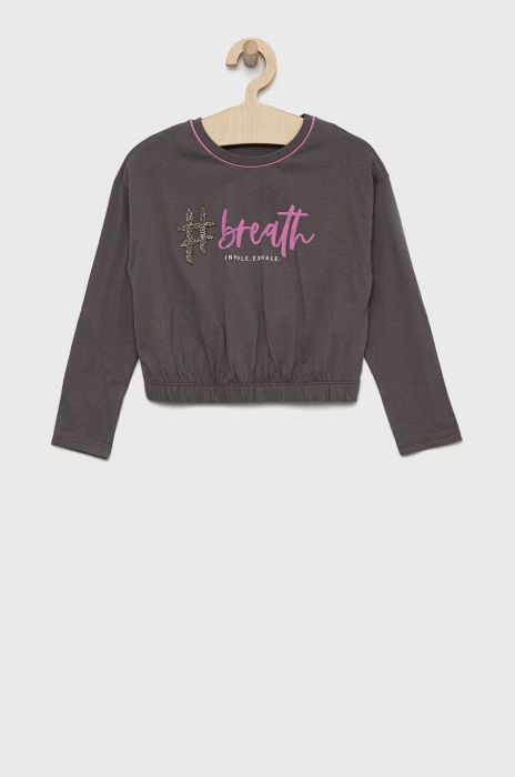Дитячий бавовняний лонгслів United Colors of Benetton колір сірий (2675949) Дитячий бавовняний лонгслів United Colors of Benetton колір сірий (2675949)
