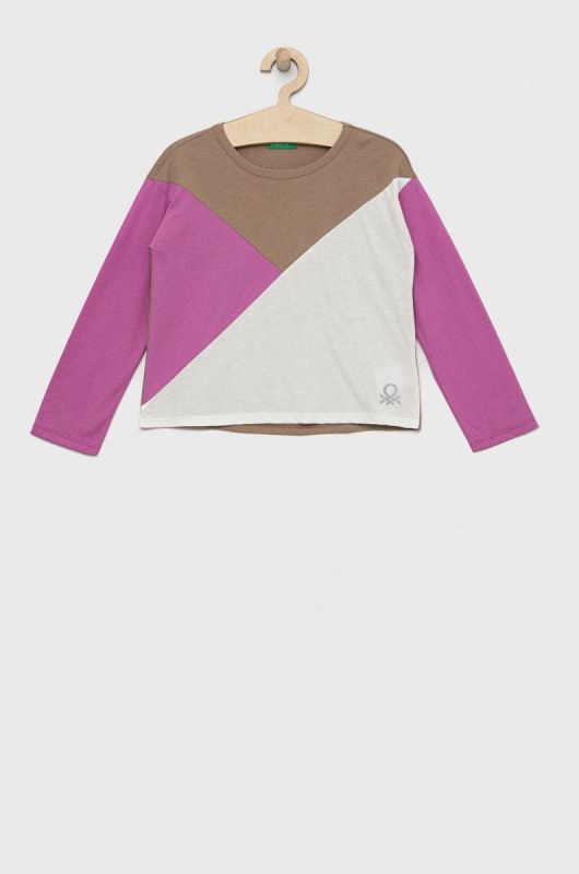 Дитячий бавовняний лонгслів United Colors of Benetton колір білий (2675939)