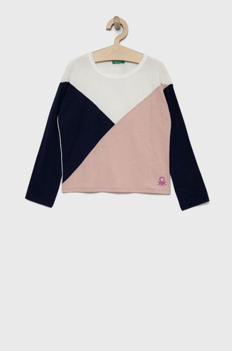 Дитячий бавовняний лонгслів United Colors of Benetton колір коричневий Дитячий бавовняний лонгслів United Colors of Benetton колір коричневий
