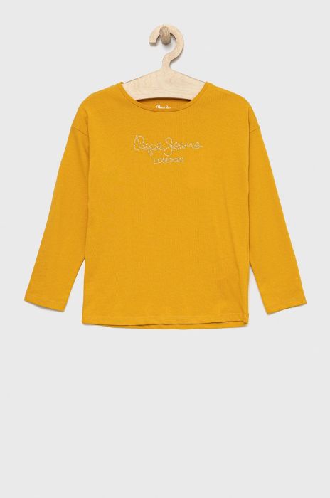 Дитячий бавовняний лонгслів Pepe Jeans колір жовтий Дитячий бавовняний лонгслів Pepe Jeans колір жовтий