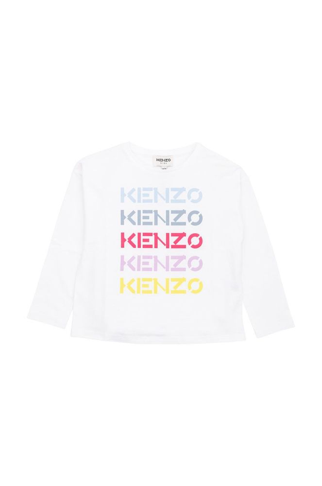 Дитячий бавовняний лонгслів Kenzo Kids колір білий