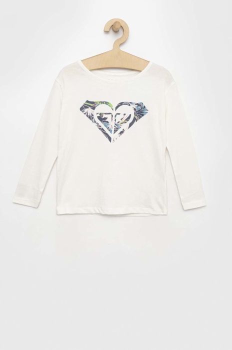 Дитячий бавовняний лонгслів Roxy колір білий (2578015)