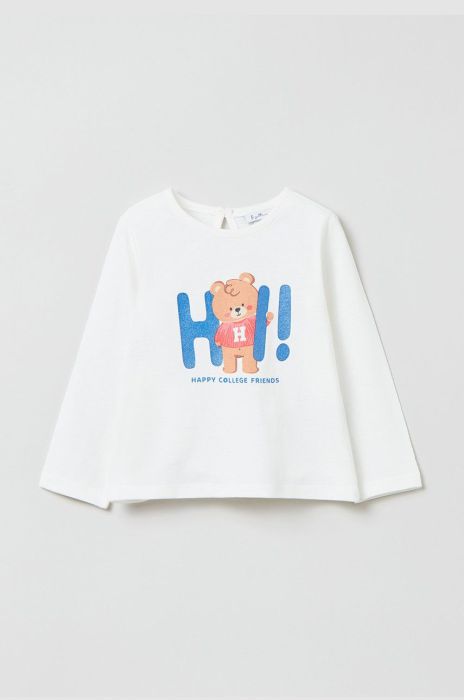 Дитячий бавовняний лонгслів OVS колір білий (2638933) Дитячий бавовняний лонгслів OVS колір білий (2638933)