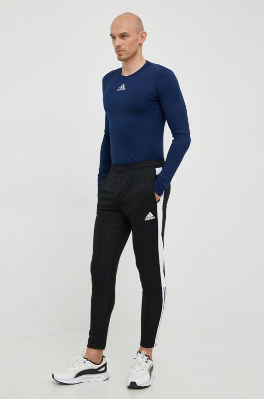 Лонгслів для тренувань adidas Performance колір синій однотонний фото 2