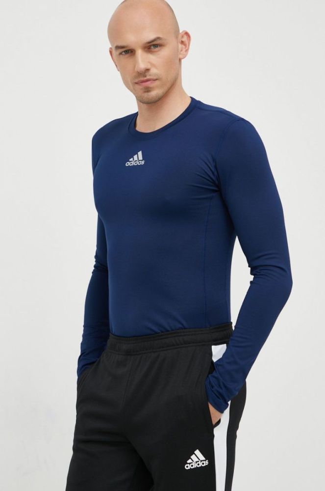 Лонгслів для тренувань adidas Performance колір синій однотонний фото 4