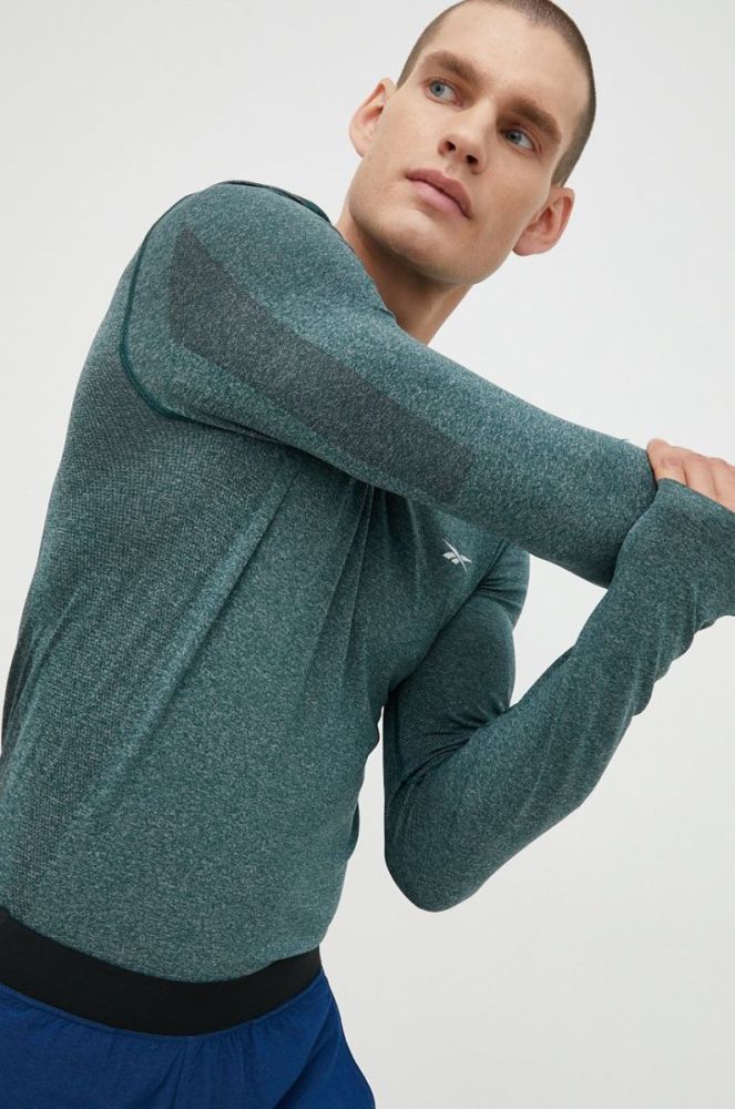 Лонгслів для тренувань Reebok United By Fitness Speed Myoknit колір зелений однотонний фото 4