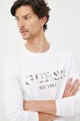 Бавовняний лонгслів Guess колір білий однотонний