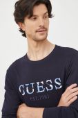 Бавовняний лонгслів Guess колір синій однотонний