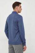 Бавовняний лонгслів BOSS однотонний колір блакитний (3408147)