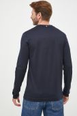 Бавовняний лонгслів BOSS колір синій однотонний