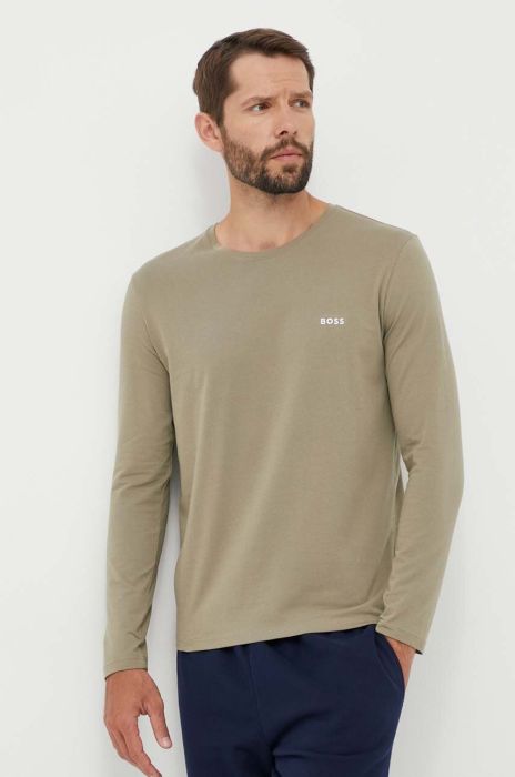 Лонгслів лаунж BOSS колір сірий однотонний (3287854)