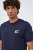 Бавовняна футболка Lacoste колір синій з аплікацією