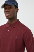 Бавовняний лонгслів Polo Ralph Lauren колір бордовий однотонний