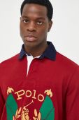 Бавовняний лонгслів Polo Ralph Lauren колір червоний з принтом