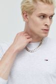 Бавовняний лонгслів Tommy Jeans колір сірий однотонний