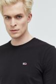 Бавовняний лонгслів Tommy Jeans колір чорний однотонний (2696010)