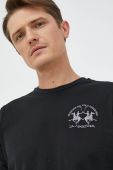 Бавовняний лонгслів La Martina колір чорний з аплікацією (2746130)