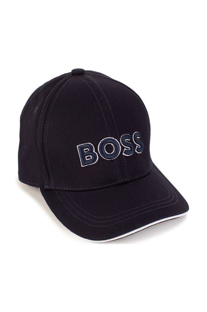 Дитяча шапка BOSS колір синій з принтом фото 2