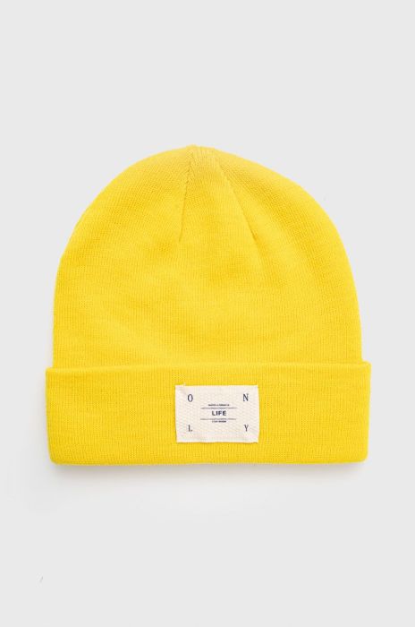 Шапка Only колір жовтий з тонкого трикотажу Шапка Only колір жовтий з тонкого трикотажу