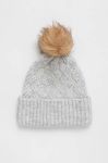 Шапка з домішкою вовни Only колір сірий з товстого трикотажу Шапка з домішкою вовни Only колір сірий з товстого трикотажу