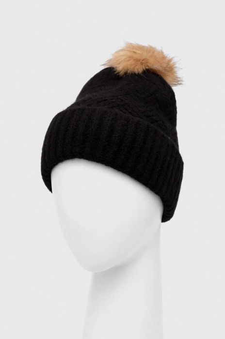 Шапка з домішкою вовни Only колір чорний з товстого трикотажу (2836133)