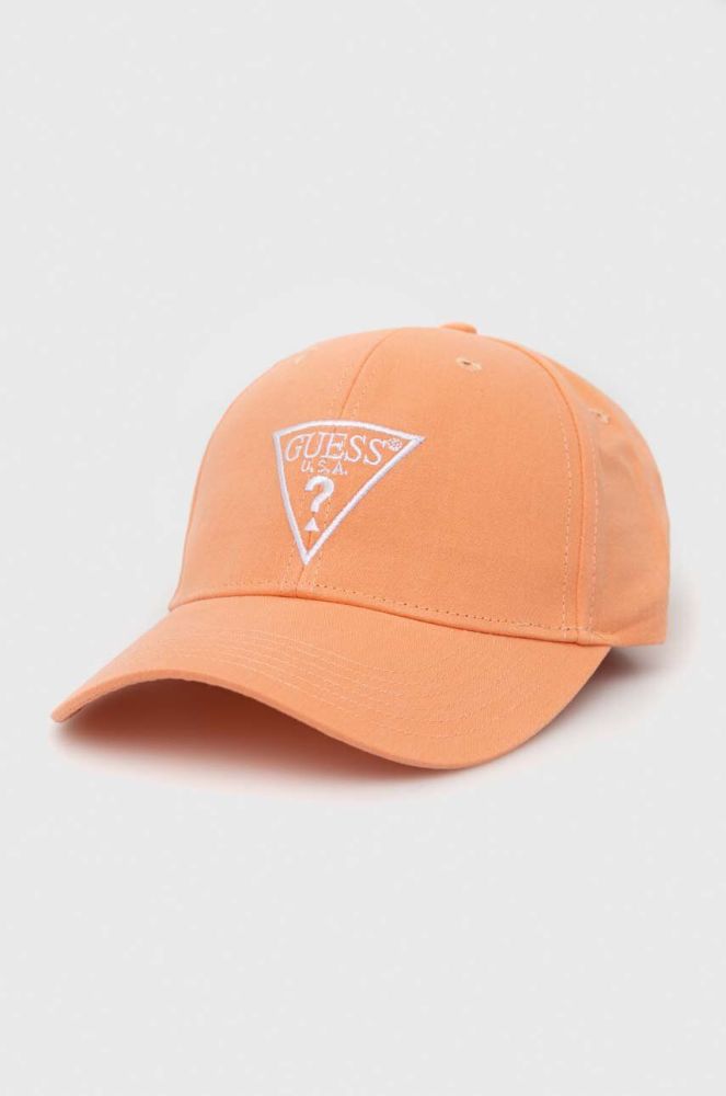 Бавовняна кепка Guess колір помаранчевий з аплікацією (3157366)