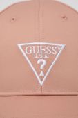 Бавовняна кепка Guess колір рожевий з аплікацією (2447210)