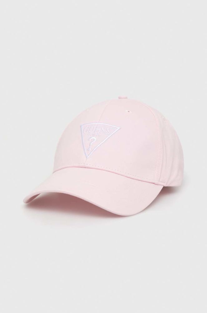 Бавовняна кепка Guess колір рожевий з аплікацією (2833648)