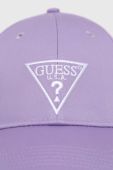Бавовняна кепка Guess колір фіолетовий з аплікацією